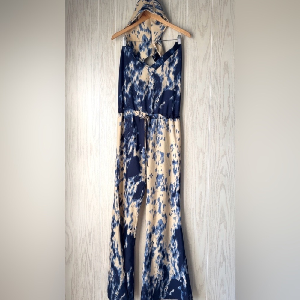 Ramona LaRue BlueHide Backless With Hoodie Jumpsuit - Size Medium - EUC